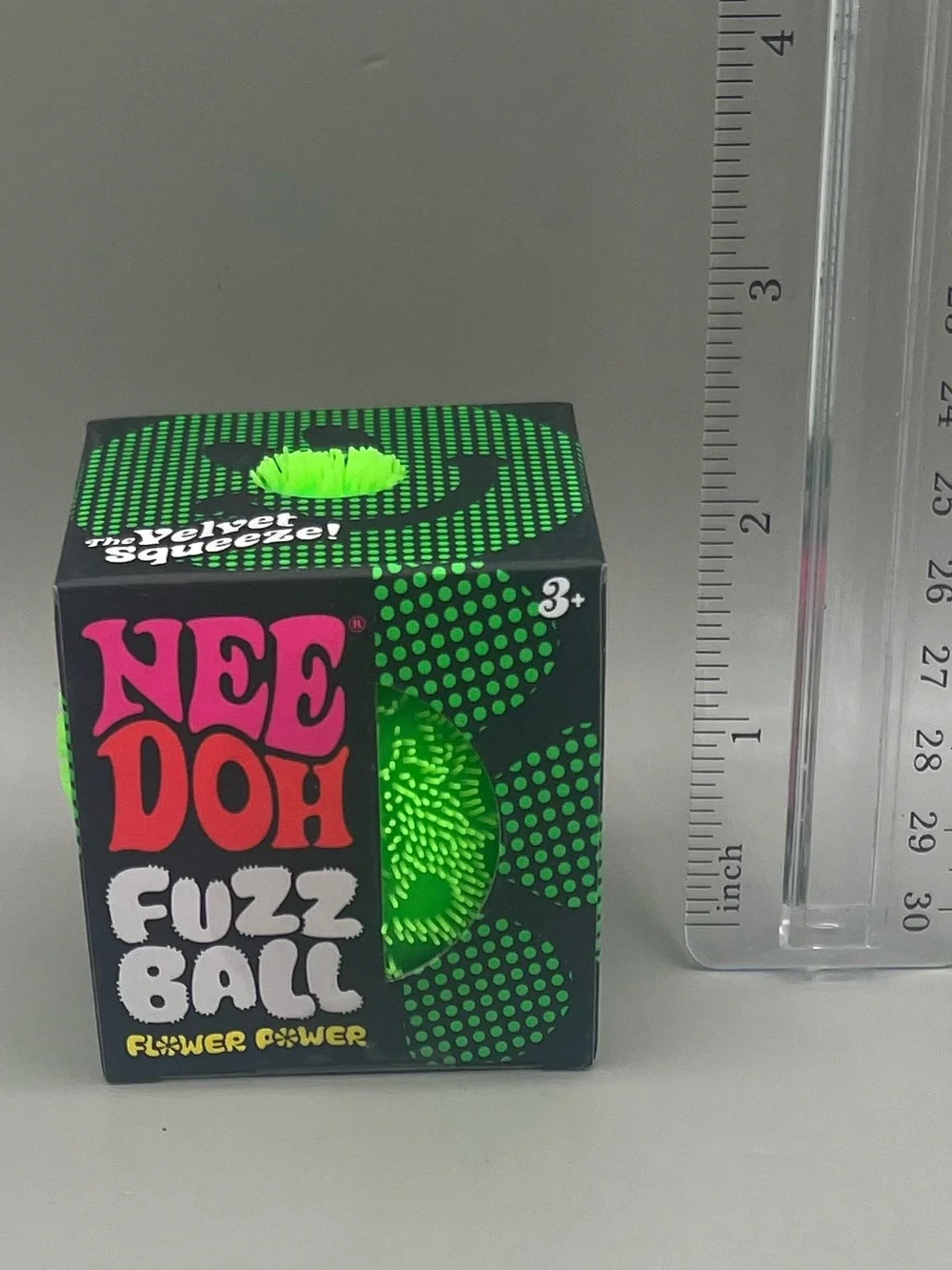 Authentic NEEDOH Fuzz Ball Flower Power GREEN 💚 The Velvet Squeeze Squishy NEW
